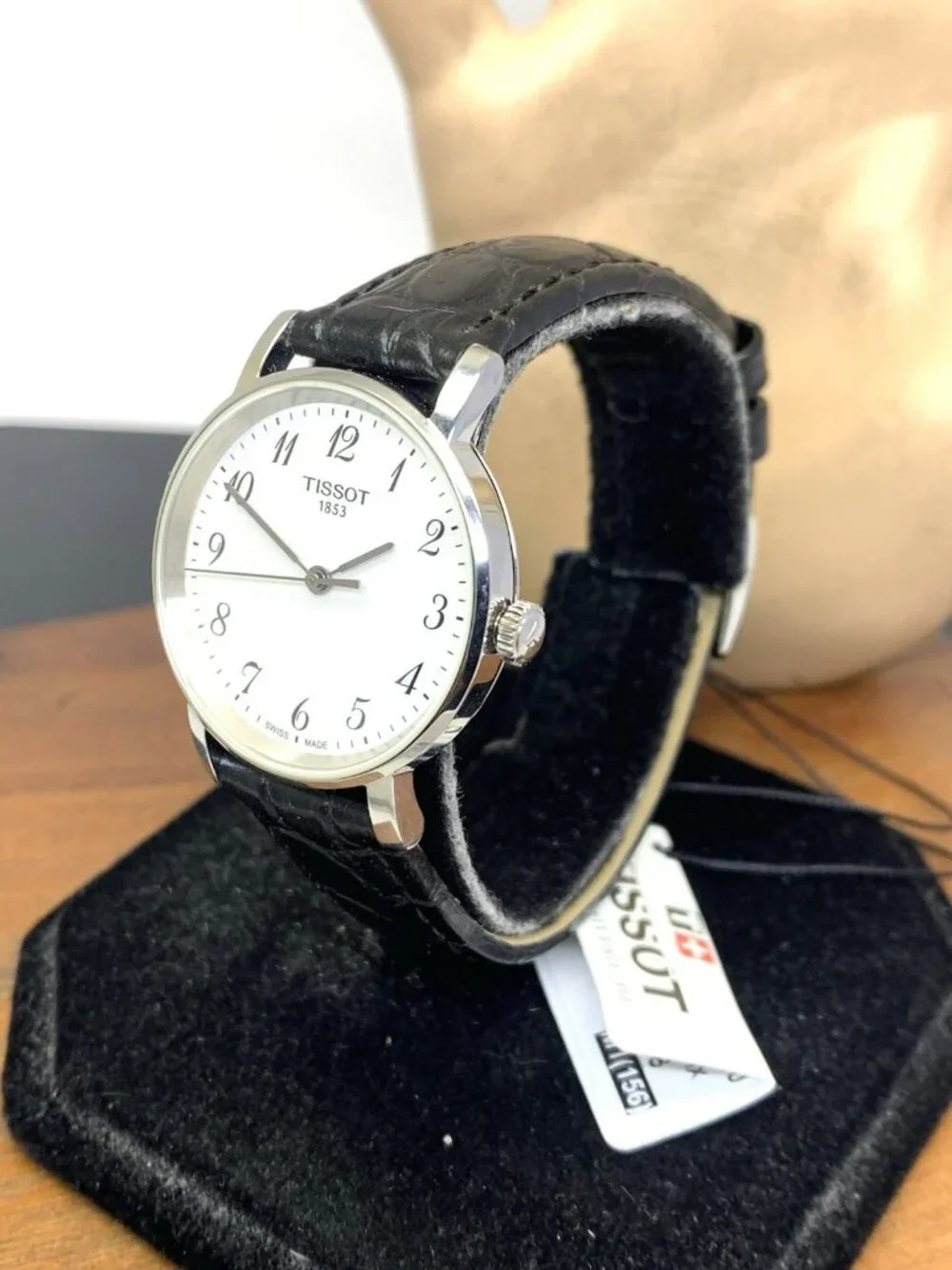 Tissot Women's Watch Swiss Quartz Silver Dial Black Leather Strap T1092101603200